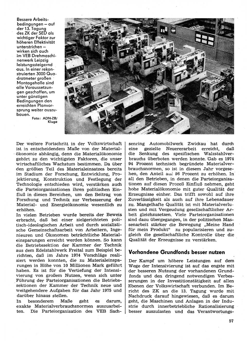 Neuer Weg (NW), Organ des Zentralkomitees (ZK) der SED (Sozialistische Einheitspartei Deutschlands) für Fragen des Parteilebens, 30. Jahrgang [Deutsche Demokratische Republik (DDR)] 1975, Seite 57 (NW ZK SED DDR 1975, S. 57)