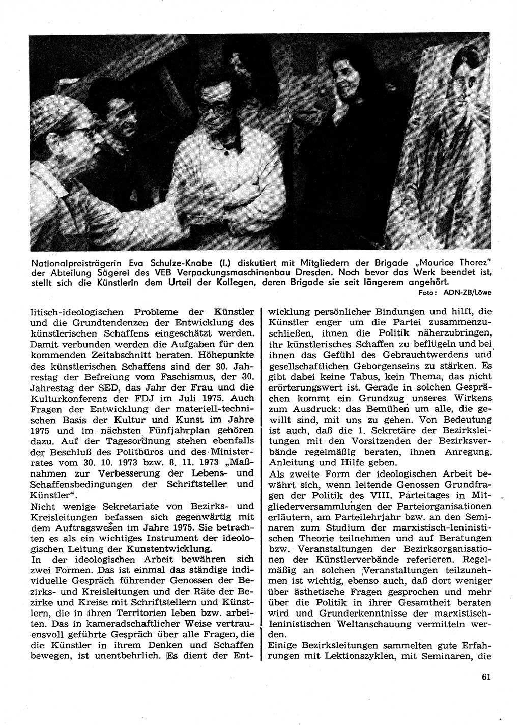Neuer Weg (NW), Organ des Zentralkomitees (ZK) der SED (Sozialistische Einheitspartei Deutschlands) für Fragen des Parteilebens, 30. Jahrgang [Deutsche Demokratische Republik (DDR)] 1975, Seite 61 (NW ZK SED DDR 1975, S. 61)