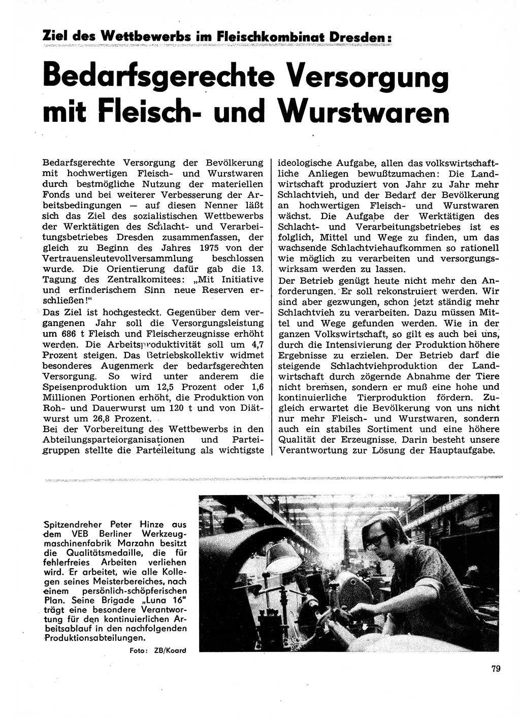 Neuer Weg (NW), Organ des Zentralkomitees (ZK) der SED (Sozialistische Einheitspartei Deutschlands) für Fragen des Parteilebens, 30. Jahrgang [Deutsche Demokratische Republik (DDR)] 1975, Seite 79 (NW ZK SED DDR 1975, S. 79)