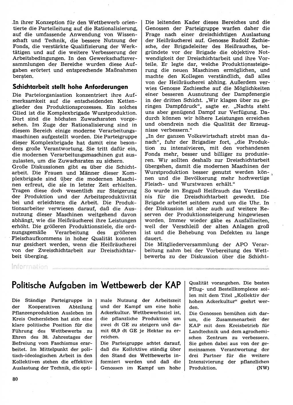 Neuer Weg (NW), Organ des Zentralkomitees (ZK) der SED (Sozialistische Einheitspartei Deutschlands) für Fragen des Parteilebens, 30. Jahrgang [Deutsche Demokratische Republik (DDR)] 1975, Seite 80 (NW ZK SED DDR 1975, S. 80)