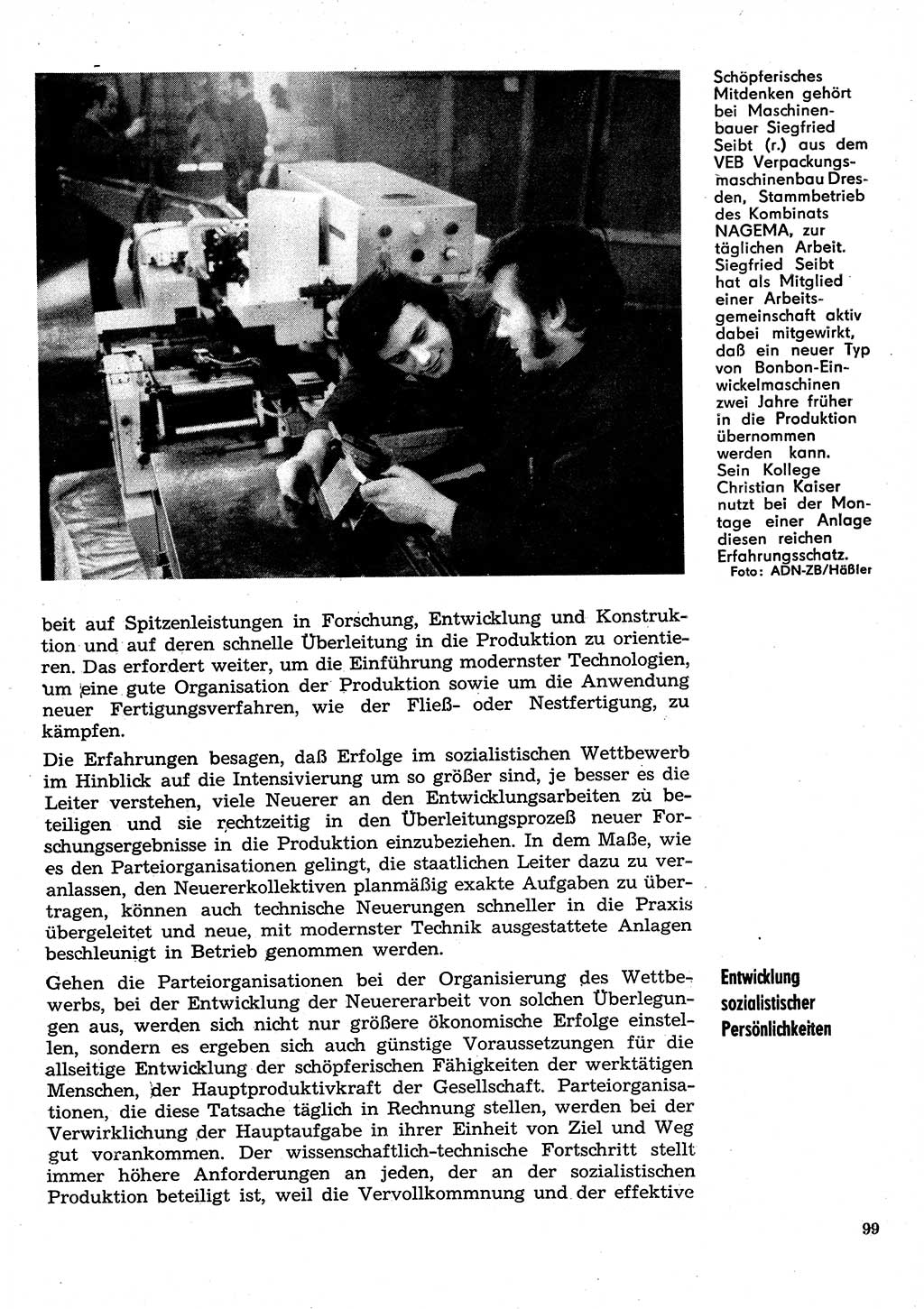 Neuer Weg (NW), Organ des Zentralkomitees (ZK) der SED (Sozialistische Einheitspartei Deutschlands) für Fragen des Parteilebens, 30. Jahrgang [Deutsche Demokratische Republik (DDR)] 1975, Seite 99 (NW ZK SED DDR 1975, S. 99)