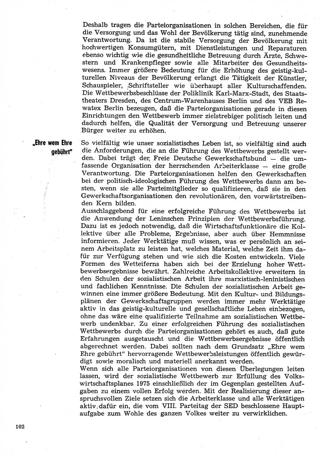 Neuer Weg (NW), Organ des Zentralkomitees (ZK) der SED (Sozialistische Einheitspartei Deutschlands) für Fragen des Parteilebens, 30. Jahrgang [Deutsche Demokratische Republik (DDR)] 1975, Seite 102 (NW ZK SED DDR 1975, S. 102)