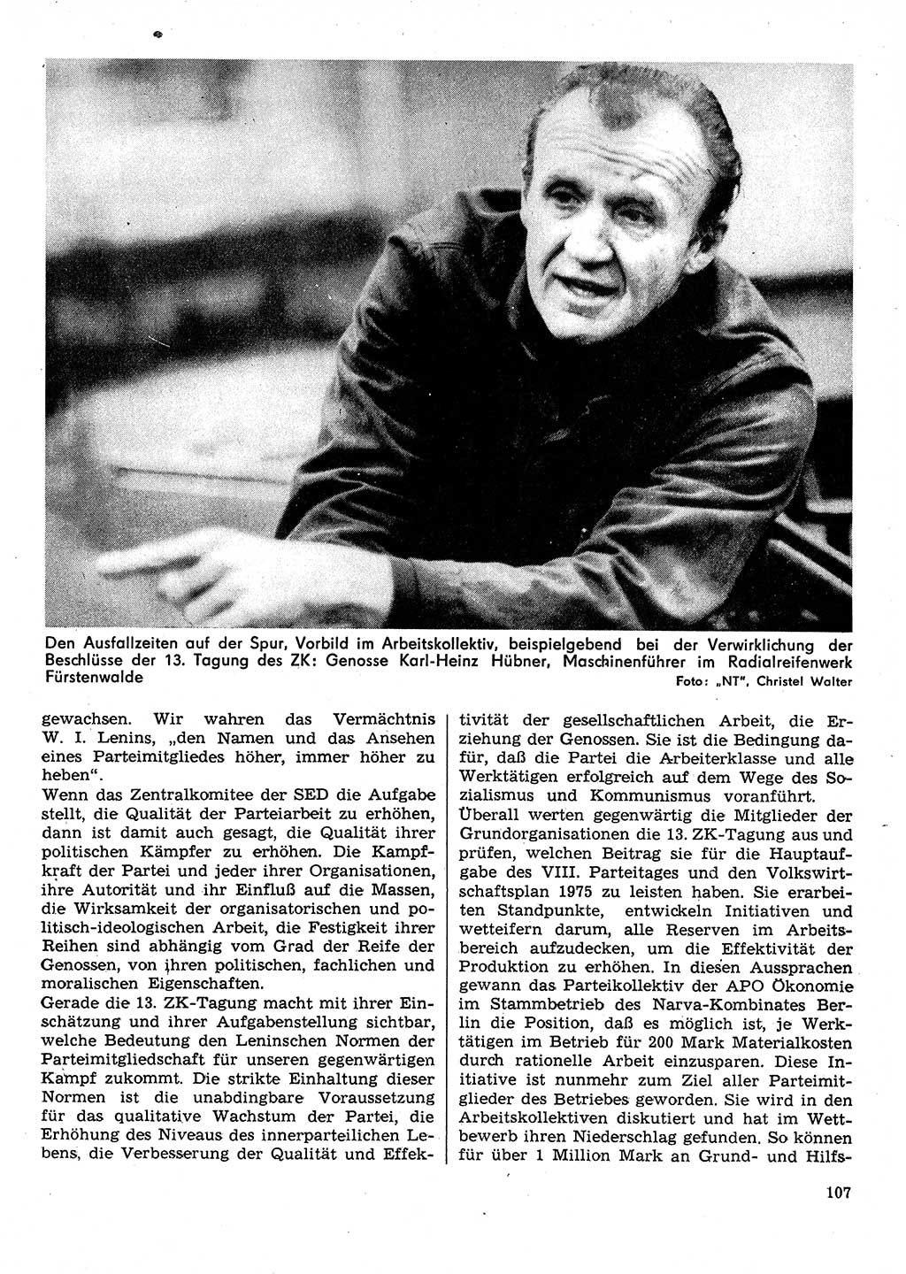 Neuer Weg (NW), Organ des Zentralkomitees (ZK) der SED (Sozialistische Einheitspartei Deutschlands) für Fragen des Parteilebens, 30. Jahrgang [Deutsche Demokratische Republik (DDR)] 1975, Seite 107 (NW ZK SED DDR 1975, S. 107)