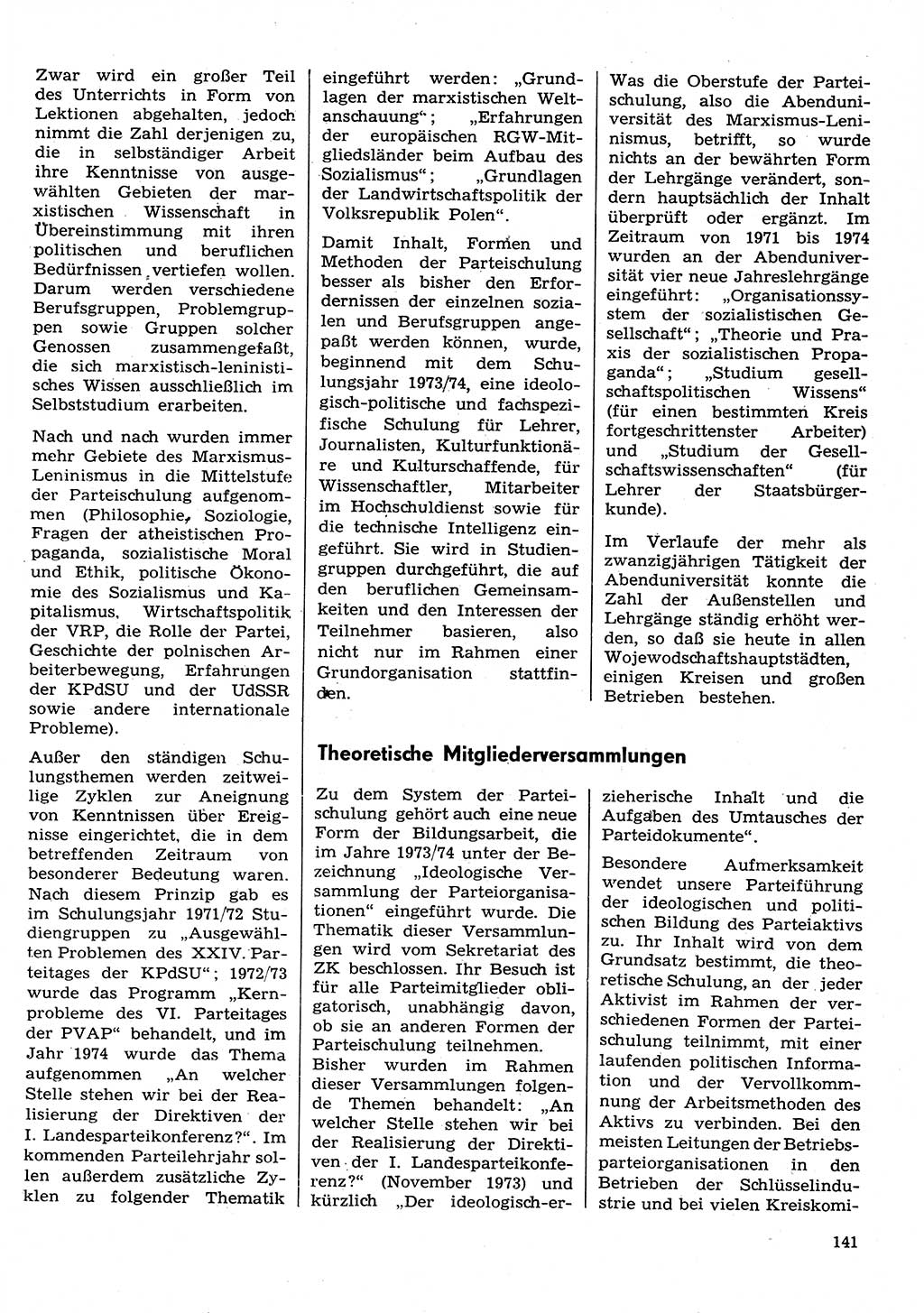 Neuer Weg (NW), Organ des Zentralkomitees (ZK) der SED (Sozialistische Einheitspartei Deutschlands) für Fragen des Parteilebens, 30. Jahrgang [Deutsche Demokratische Republik (DDR)] 1975, Seite 141 (NW ZK SED DDR 1975, S. 141)
