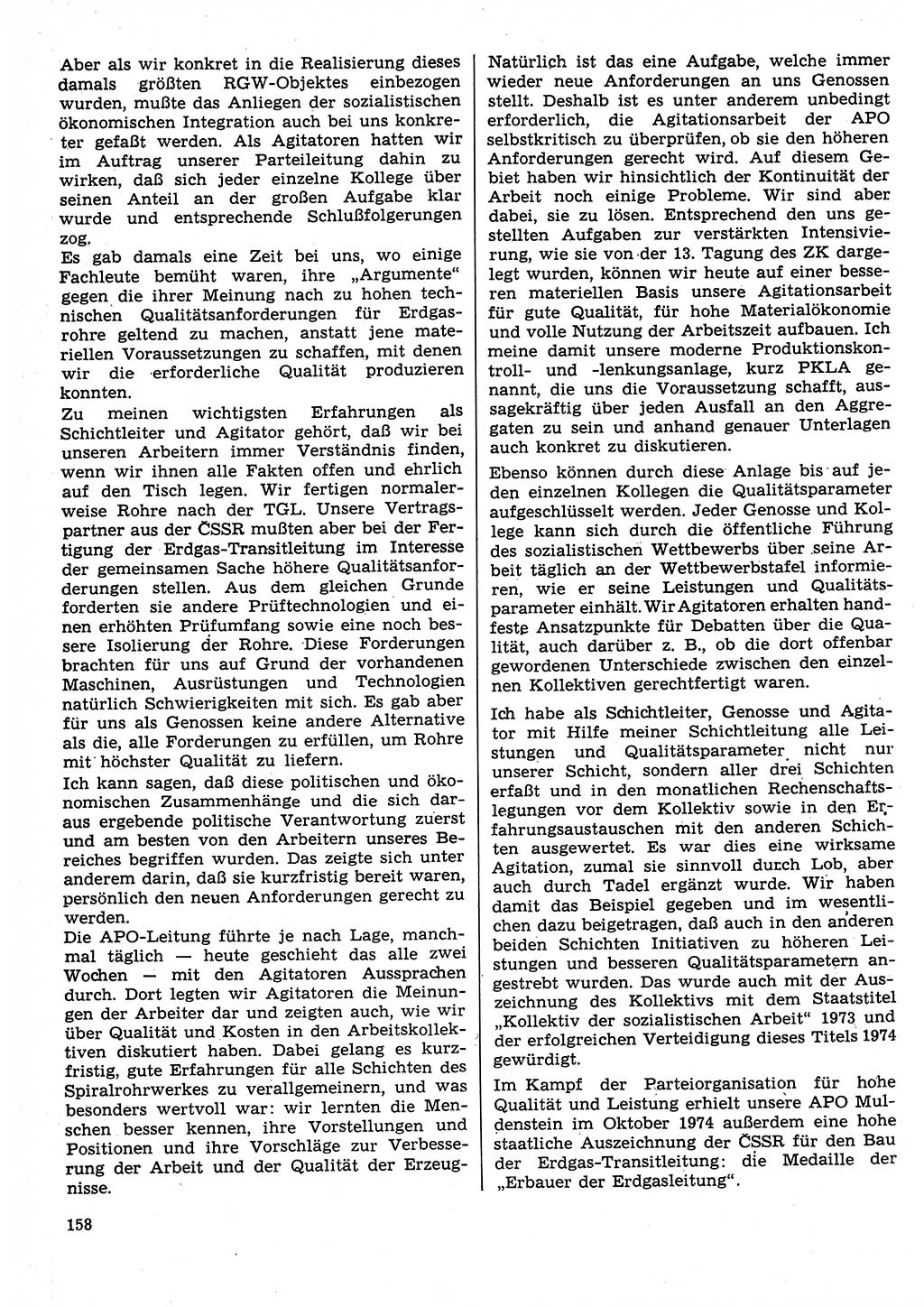 Neuer Weg (NW), Organ des Zentralkomitees (ZK) der SED (Sozialistische Einheitspartei Deutschlands) für Fragen des Parteilebens, 30. Jahrgang [Deutsche Demokratische Republik (DDR)] 1975, Seite 158 (NW ZK SED DDR 1975, S. 158)