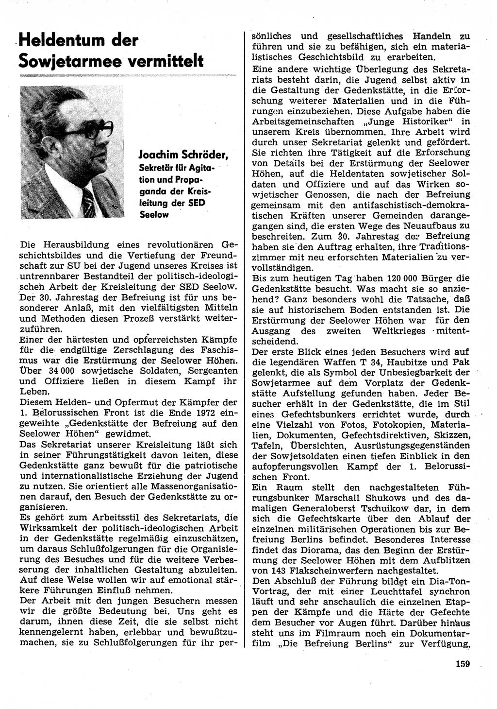 Neuer Weg (NW), Organ des Zentralkomitees (ZK) der SED (Sozialistische Einheitspartei Deutschlands) für Fragen des Parteilebens, 30. Jahrgang [Deutsche Demokratische Republik (DDR)] 1975, Seite 159 (NW ZK SED DDR 1975, S. 159)