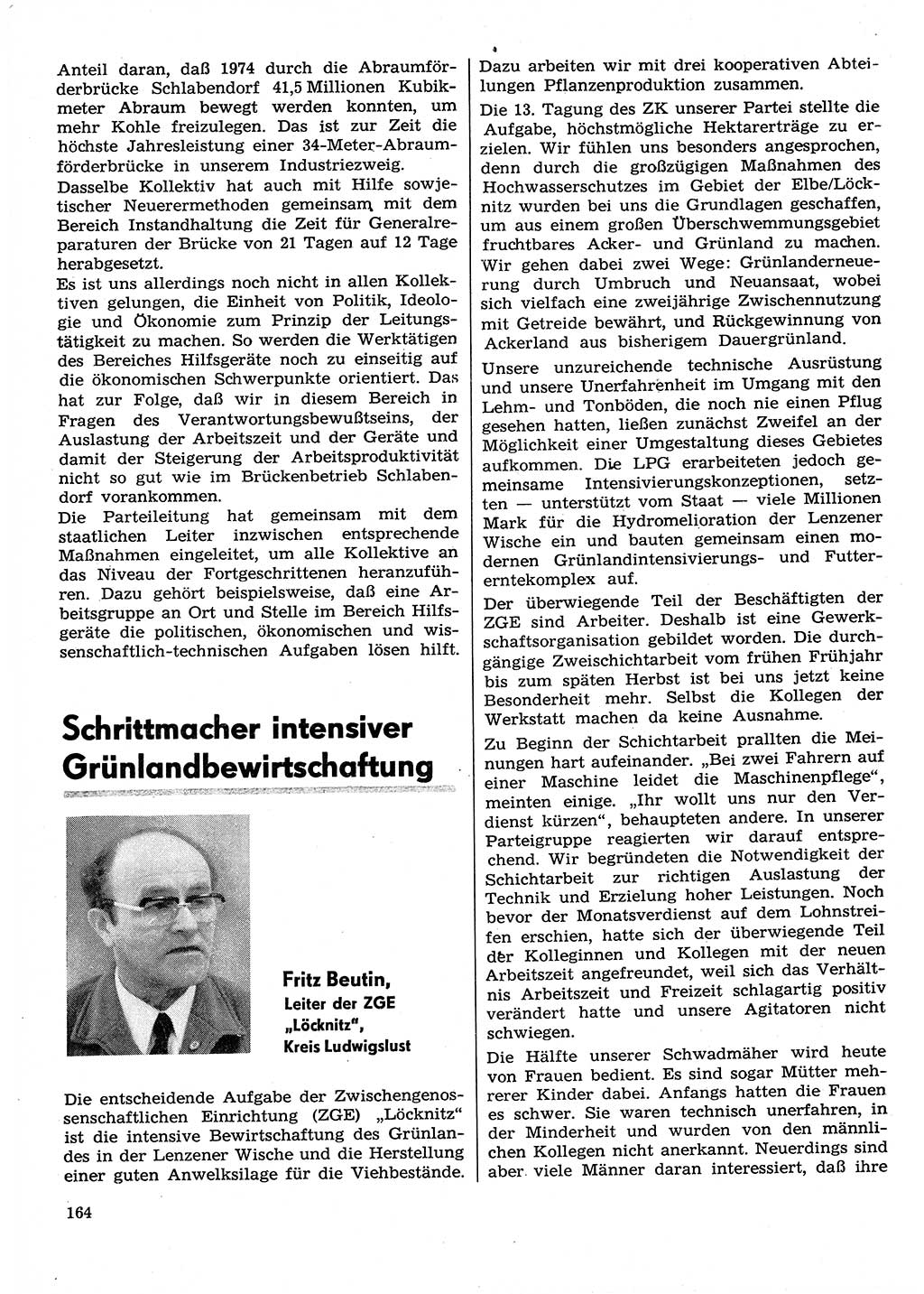 Neuer Weg (NW), Organ des Zentralkomitees (ZK) der SED (Sozialistische Einheitspartei Deutschlands) für Fragen des Parteilebens, 30. Jahrgang [Deutsche Demokratische Republik (DDR)] 1975, Seite 164 (NW ZK SED DDR 1975, S. 164)