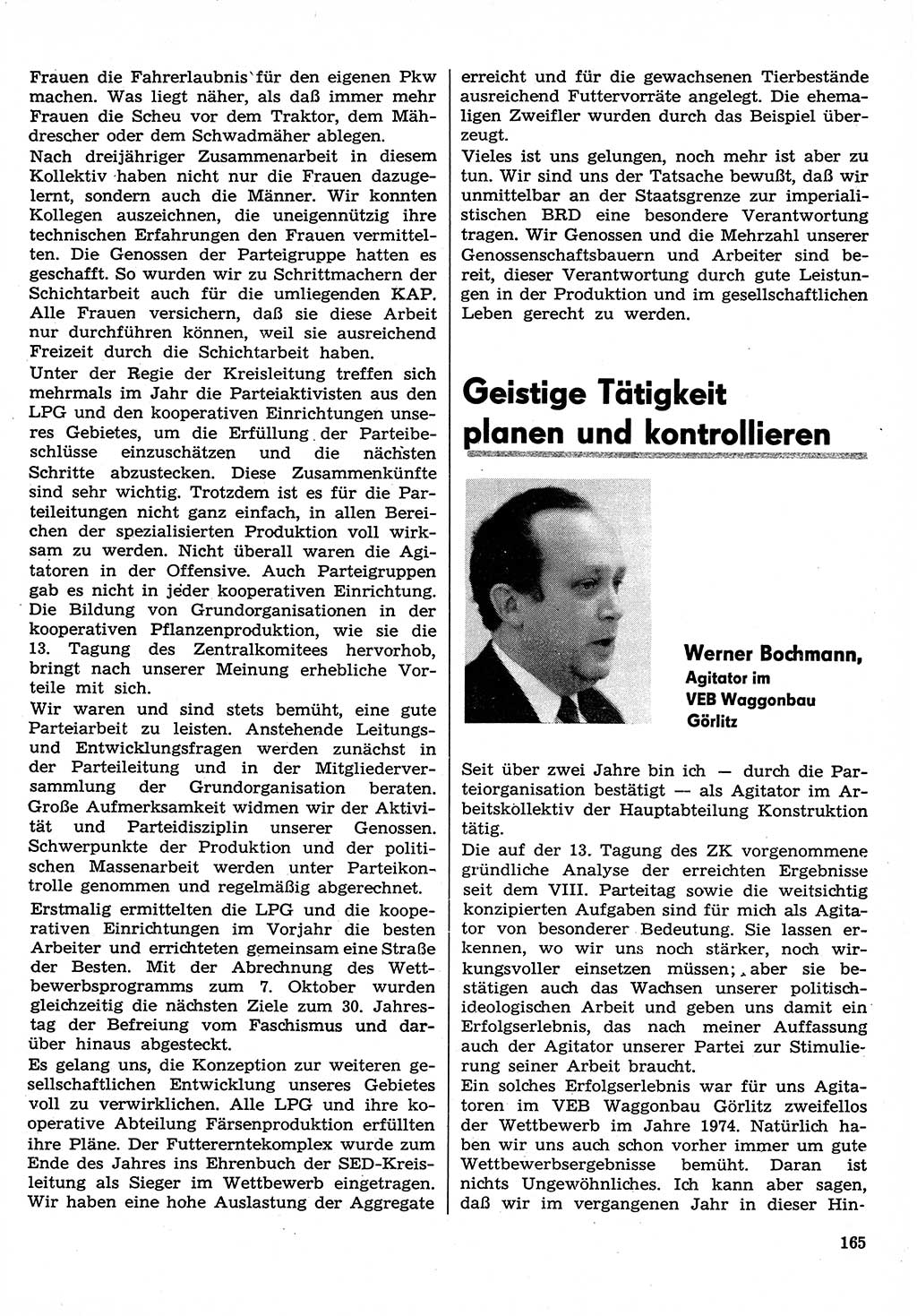 Neuer Weg (NW), Organ des Zentralkomitees (ZK) der SED (Sozialistische Einheitspartei Deutschlands) für Fragen des Parteilebens, 30. Jahrgang [Deutsche Demokratische Republik (DDR)] 1975, Seite 165 (NW ZK SED DDR 1975, S. 165)