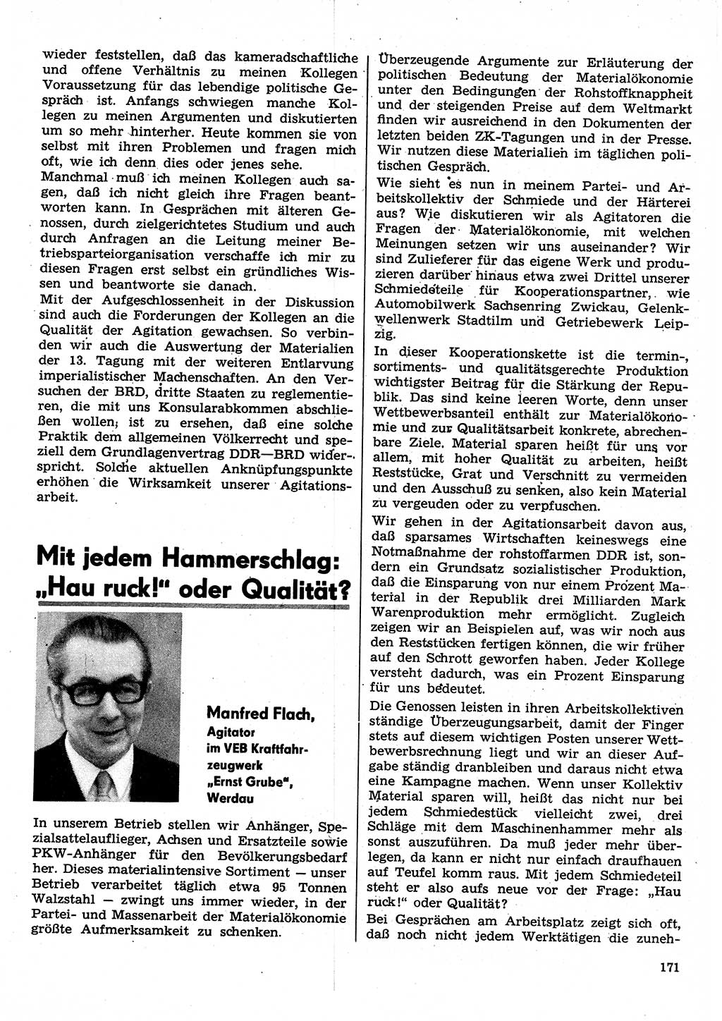 Neuer Weg (NW), Organ des Zentralkomitees (ZK) der SED (Sozialistische Einheitspartei Deutschlands) für Fragen des Parteilebens, 30. Jahrgang [Deutsche Demokratische Republik (DDR)] 1975, Seite 171 (NW ZK SED DDR 1975, S. 171)