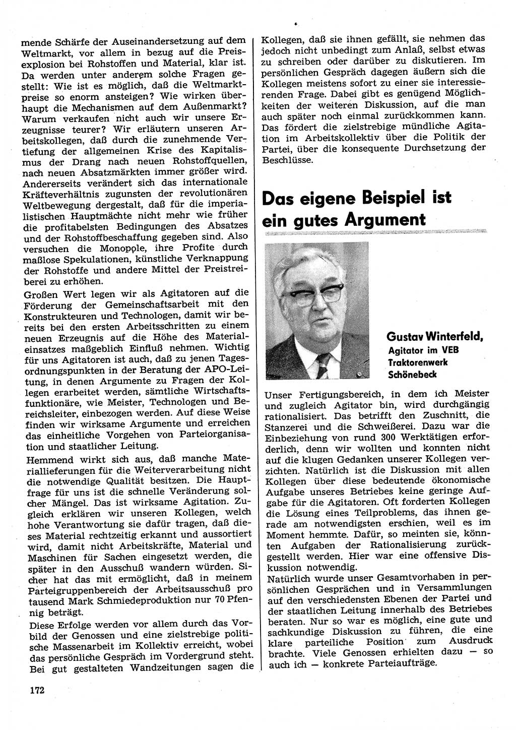 Neuer Weg (NW), Organ des Zentralkomitees (ZK) der SED (Sozialistische Einheitspartei Deutschlands) für Fragen des Parteilebens, 30. Jahrgang [Deutsche Demokratische Republik (DDR)] 1975, Seite 172 (NW ZK SED DDR 1975, S. 172)