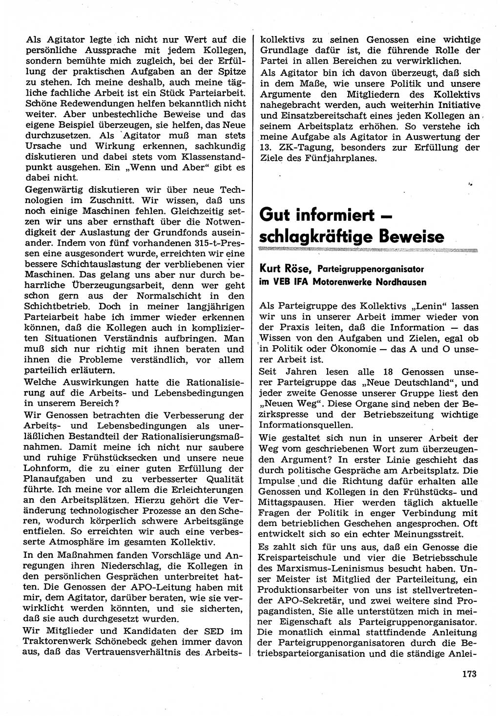 Neuer Weg (NW), Organ des Zentralkomitees (ZK) der SED (Sozialistische Einheitspartei Deutschlands) für Fragen des Parteilebens, 30. Jahrgang [Deutsche Demokratische Republik (DDR)] 1975, Seite 173 (NW ZK SED DDR 1975, S. 173)