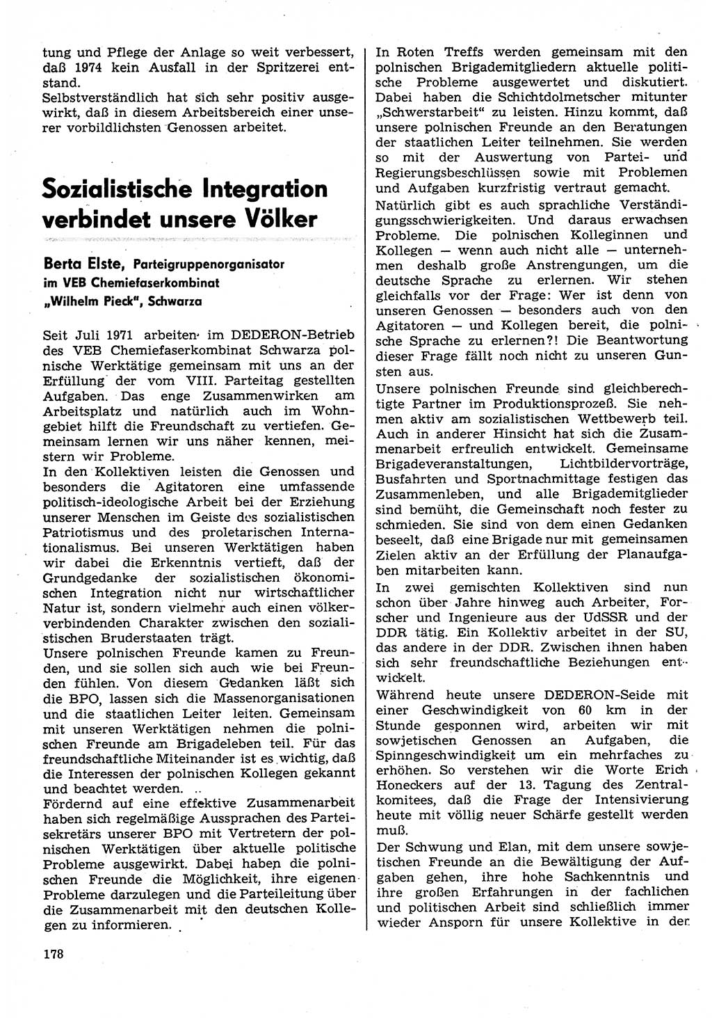 Neuer Weg (NW), Organ des Zentralkomitees (ZK) der SED (Sozialistische Einheitspartei Deutschlands) für Fragen des Parteilebens, 30. Jahrgang [Deutsche Demokratische Republik (DDR)] 1975, Seite 178 (NW ZK SED DDR 1975, S. 178)