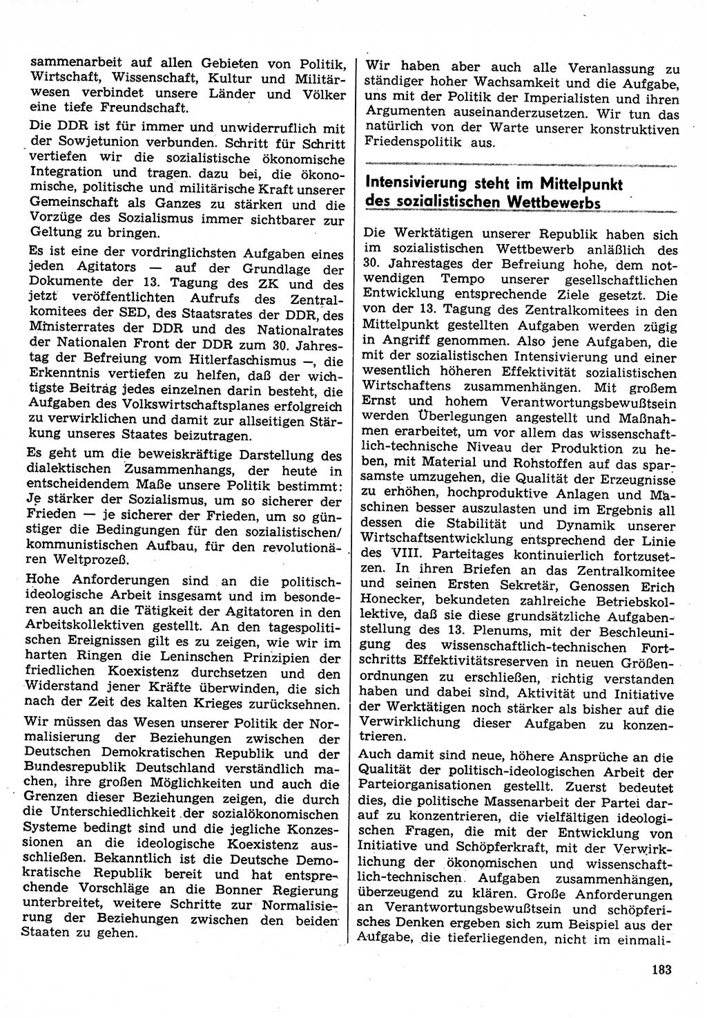 Neuer Weg (NW), Organ des Zentralkomitees (ZK) der SED (Sozialistische Einheitspartei Deutschlands) für Fragen des Parteilebens, 30. Jahrgang [Deutsche Demokratische Republik (DDR)] 1975, Seite 183 (NW ZK SED DDR 1975, S. 183)