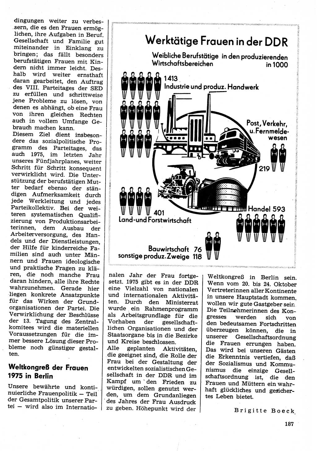 Neuer Weg (NW), Organ des Zentralkomitees (ZK) der SED (Sozialistische Einheitspartei Deutschlands) für Fragen des Parteilebens, 30. Jahrgang [Deutsche Demokratische Republik (DDR)] 1975, Seite 187 (NW ZK SED DDR 1975, S. 187)