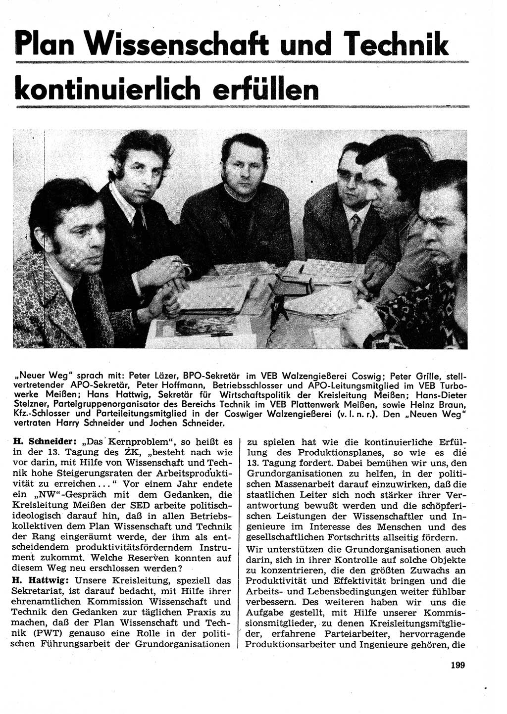 Neuer Weg (NW), Organ des Zentralkomitees (ZK) der SED (Sozialistische Einheitspartei Deutschlands) für Fragen des Parteilebens, 30. Jahrgang [Deutsche Demokratische Republik (DDR)] 1975, Seite 199 (NW ZK SED DDR 1975, S. 199)