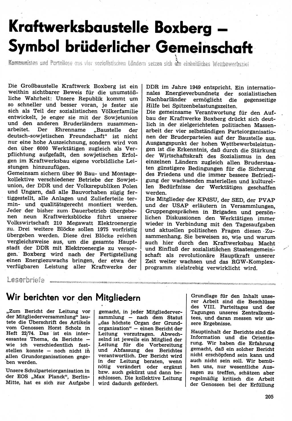 Neuer Weg (NW), Organ des Zentralkomitees (ZK) der SED (Sozialistische Einheitspartei Deutschlands) für Fragen des Parteilebens, 30. Jahrgang [Deutsche Demokratische Republik (DDR)] 1975, Seite 205 (NW ZK SED DDR 1975, S. 205)