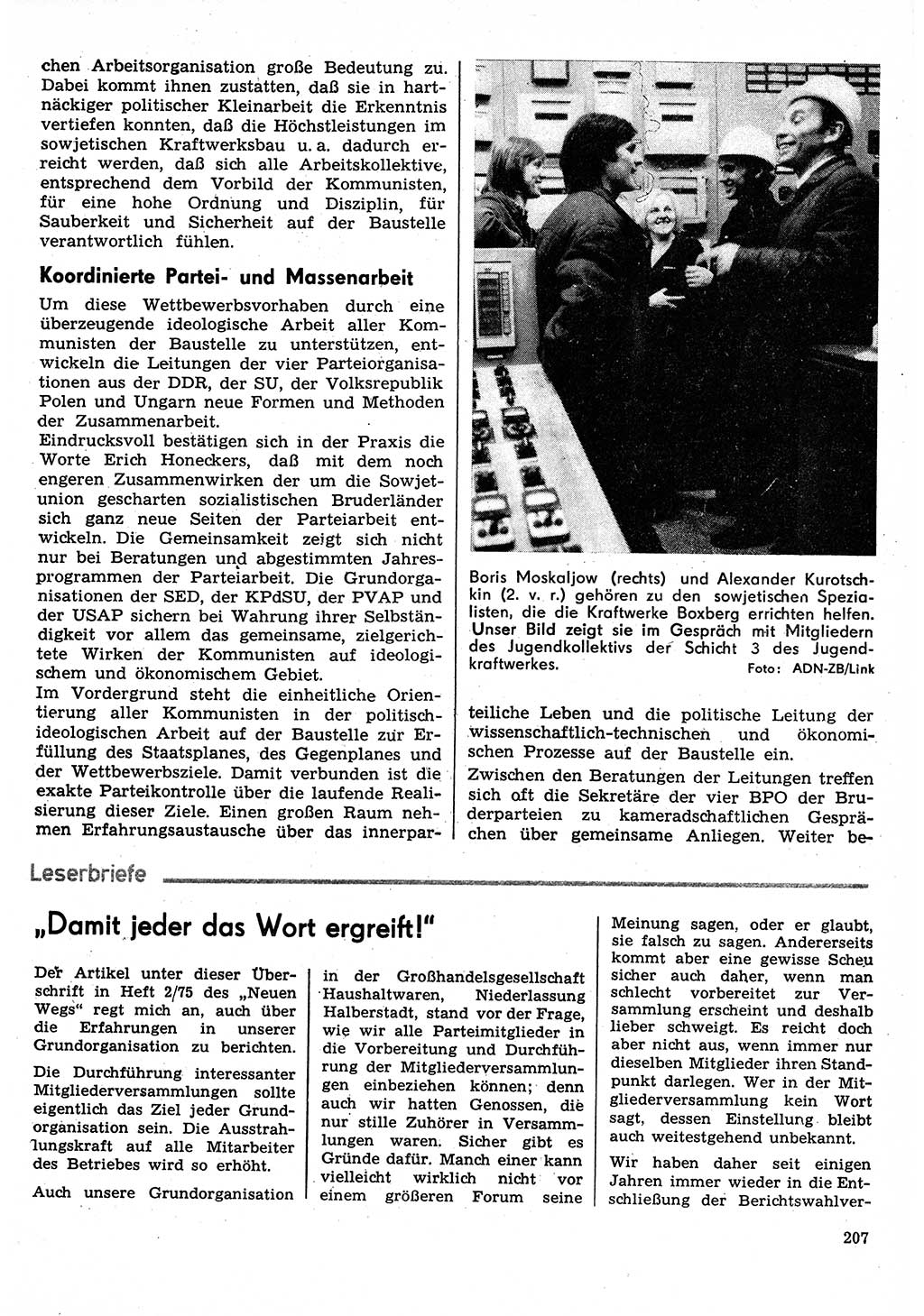 Neuer Weg (NW), Organ des Zentralkomitees (ZK) der SED (Sozialistische Einheitspartei Deutschlands) für Fragen des Parteilebens, 30. Jahrgang [Deutsche Demokratische Republik (DDR)] 1975, Seite 207 (NW ZK SED DDR 1975, S. 207)