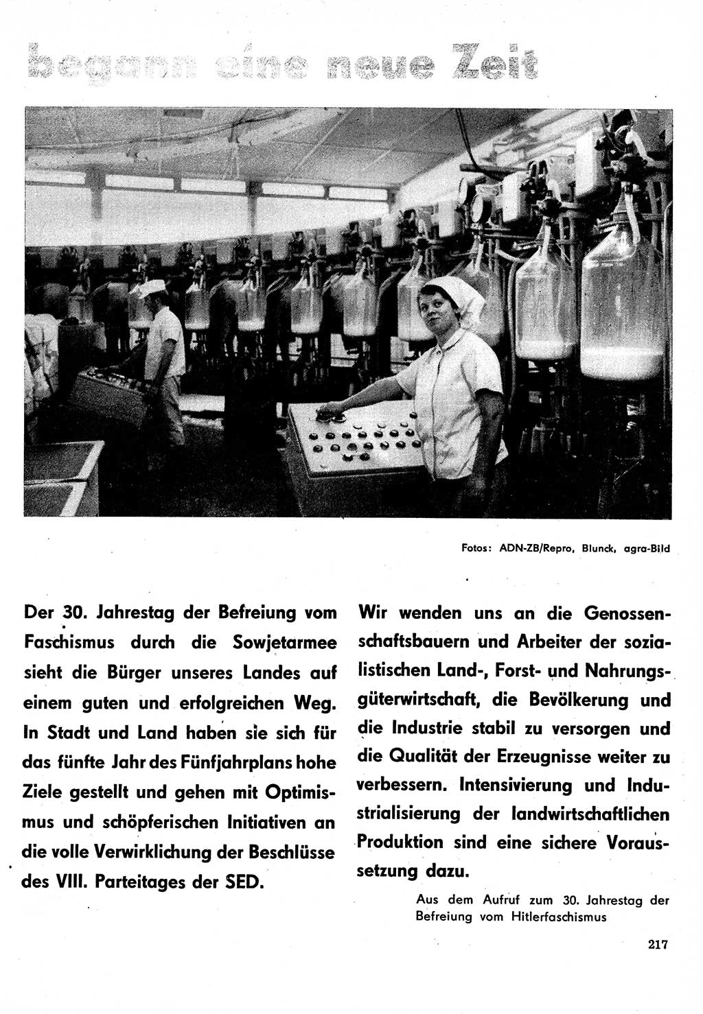 Neuer Weg (NW), Organ des Zentralkomitees (ZK) der SED (Sozialistische Einheitspartei Deutschlands) für Fragen des Parteilebens, 30. Jahrgang [Deutsche Demokratische Republik (DDR)] 1975, Seite 217 (NW ZK SED DDR 1975, S. 217)