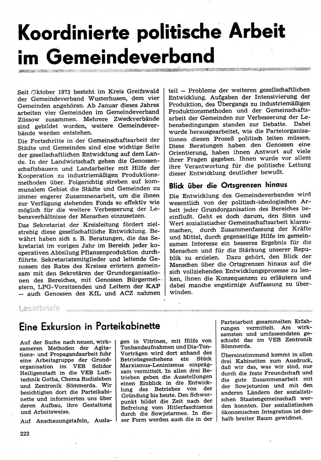 Neuer Weg (NW), Organ des Zentralkomitees (ZK) der SED (Sozialistische Einheitspartei Deutschlands) für Fragen des Parteilebens, 30. Jahrgang [Deutsche Demokratische Republik (DDR)] 1975, Seite 222 (NW ZK SED DDR 1975, S. 222)