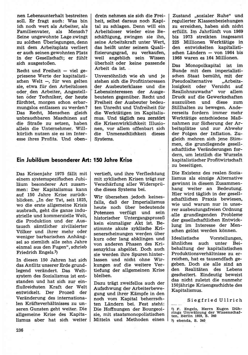Neuer Weg (NW), Organ des Zentralkomitees (ZK) der SED (Sozialistische Einheitspartei Deutschlands) für Fragen des Parteilebens, 30. Jahrgang [Deutsche Demokratische Republik (DDR)] 1975, Seite 236 (NW ZK SED DDR 1975, S. 236)