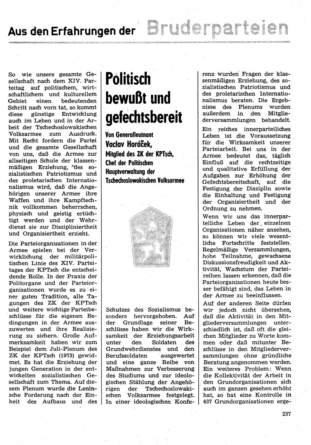Neuer Weg (NW), Organ des Zentralkomitees (ZK) der SED (Sozialistische Einheitspartei Deutschlands) für Fragen des Parteilebens, 30. Jahrgang [Deutsche Demokratische Republik (DDR)] 1975, Seite 237 (NW ZK SED DDR 1975, S. 237)