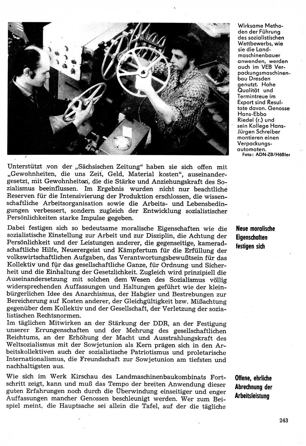 Neuer Weg (NW), Organ des Zentralkomitees (ZK) der SED (Sozialistische Einheitspartei Deutschlands) für Fragen des Parteilebens, 30. Jahrgang [Deutsche Demokratische Republik (DDR)] 1975, Seite 243 (NW ZK SED DDR 1975, S. 243)