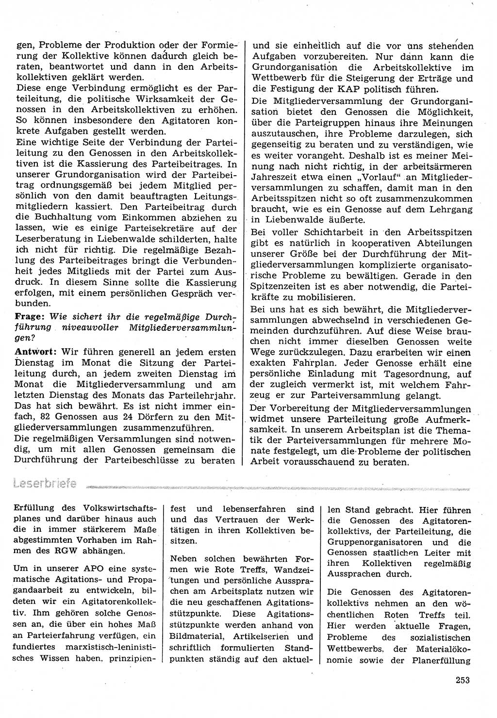 Neuer Weg (NW), Organ des Zentralkomitees (ZK) der SED (Sozialistische Einheitspartei Deutschlands) für Fragen des Parteilebens, 30. Jahrgang [Deutsche Demokratische Republik (DDR)] 1975, Seite 253 (NW ZK SED DDR 1975, S. 253)