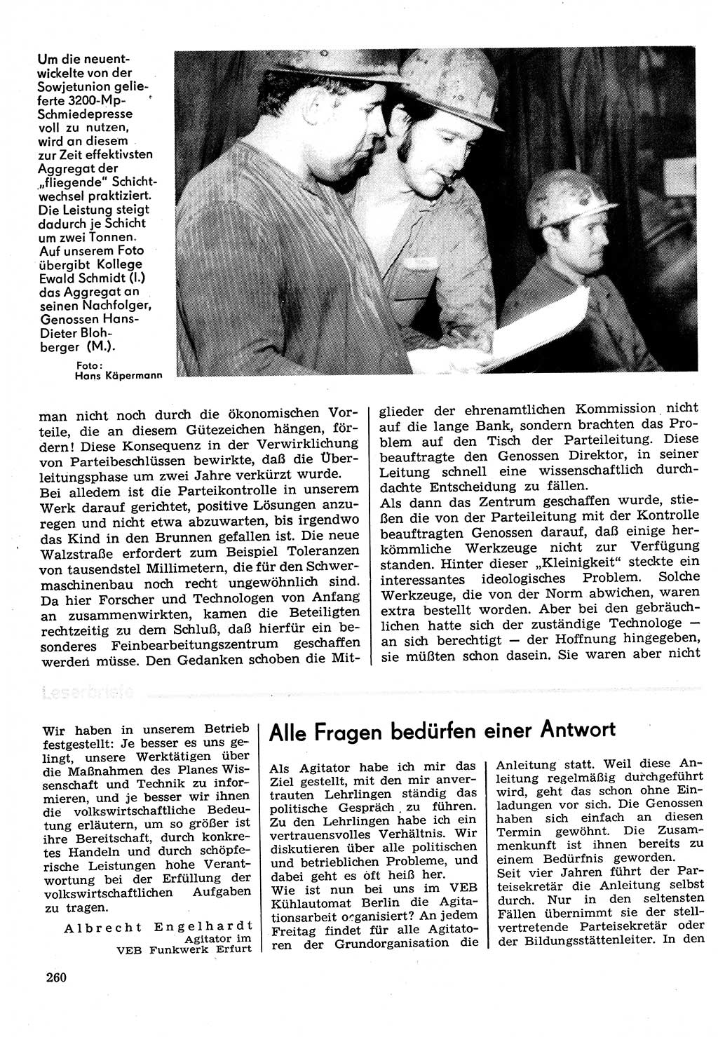 Neuer Weg (NW), Organ des Zentralkomitees (ZK) der SED (Sozialistische Einheitspartei Deutschlands) für Fragen des Parteilebens, 30. Jahrgang [Deutsche Demokratische Republik (DDR)] 1975, Seite 260 (NW ZK SED DDR 1975, S. 260)