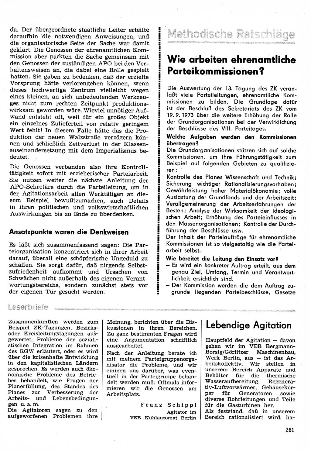 Neuer Weg (NW), Organ des Zentralkomitees (ZK) der SED (Sozialistische Einheitspartei Deutschlands) für Fragen des Parteilebens, 30. Jahrgang [Deutsche Demokratische Republik (DDR)] 1975, Seite 261 (NW ZK SED DDR 1975, S. 261)