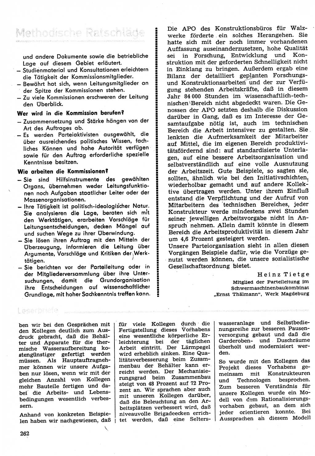 Neuer Weg (NW), Organ des Zentralkomitees (ZK) der SED (Sozialistische Einheitspartei Deutschlands) für Fragen des Parteilebens, 30. Jahrgang [Deutsche Demokratische Republik (DDR)] 1975, Seite 262 (NW ZK SED DDR 1975, S. 262)