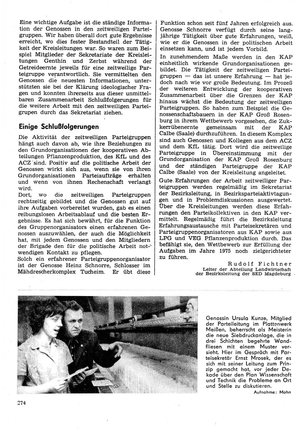 Neuer Weg (NW), Organ des Zentralkomitees (ZK) der SED (Sozialistische Einheitspartei Deutschlands) für Fragen des Parteilebens, 30. Jahrgang [Deutsche Demokratische Republik (DDR)] 1975, Seite 274 (NW ZK SED DDR 1975, S. 274)