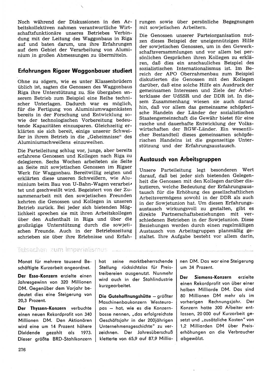 Neuer Weg (NW), Organ des Zentralkomitees (ZK) der SED (Sozialistische Einheitspartei Deutschlands) für Fragen des Parteilebens, 30. Jahrgang [Deutsche Demokratische Republik (DDR)] 1975, Seite 276 (NW ZK SED DDR 1975, S. 276)