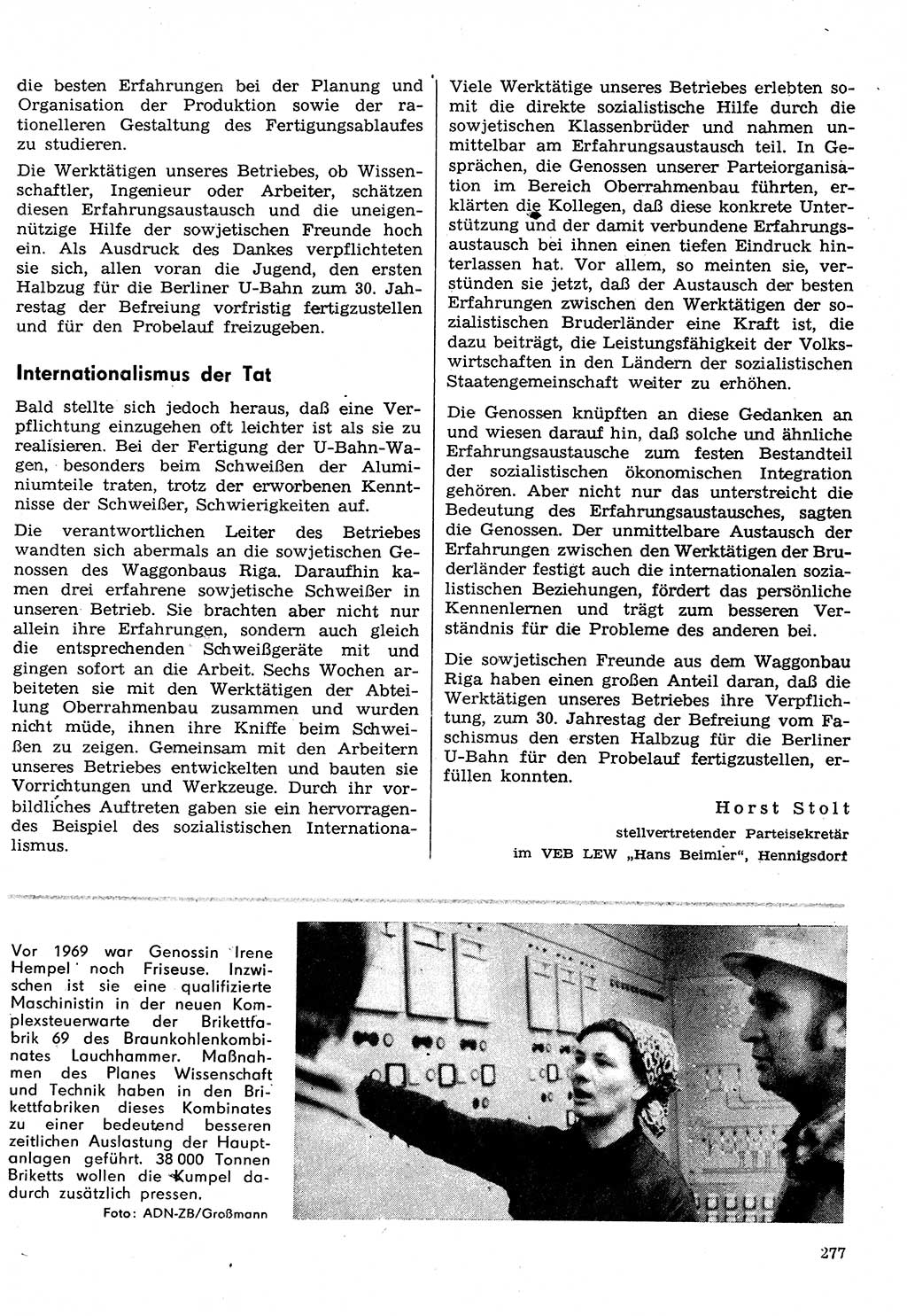 Neuer Weg (NW), Organ des Zentralkomitees (ZK) der SED (Sozialistische Einheitspartei Deutschlands) für Fragen des Parteilebens, 30. Jahrgang [Deutsche Demokratische Republik (DDR)] 1975, Seite 277 (NW ZK SED DDR 1975, S. 277)