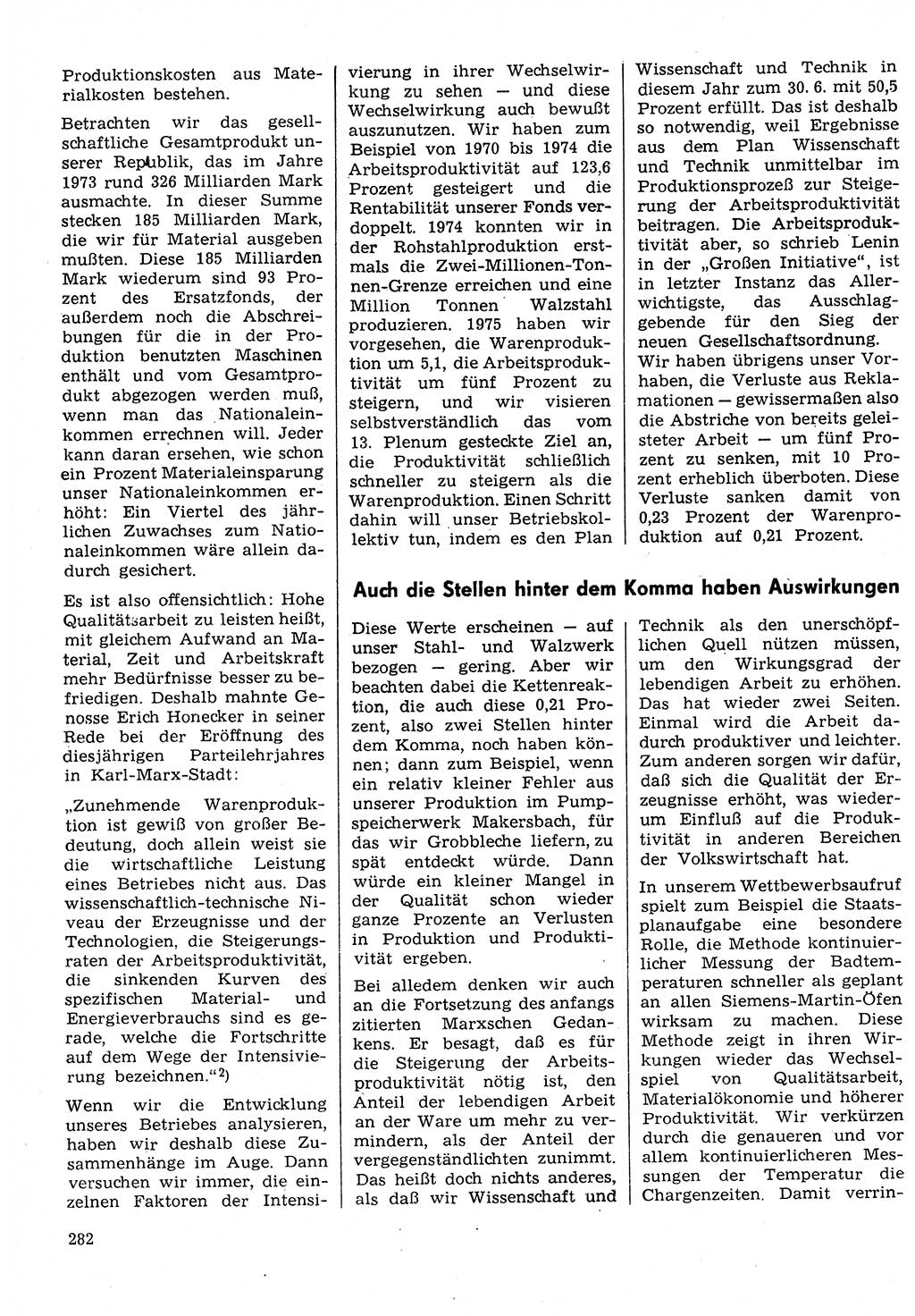Neuer Weg (NW), Organ des Zentralkomitees (ZK) der SED (Sozialistische Einheitspartei Deutschlands) für Fragen des Parteilebens, 30. Jahrgang [Deutsche Demokratische Republik (DDR)] 1975, Seite 282 (NW ZK SED DDR 1975, S. 282)