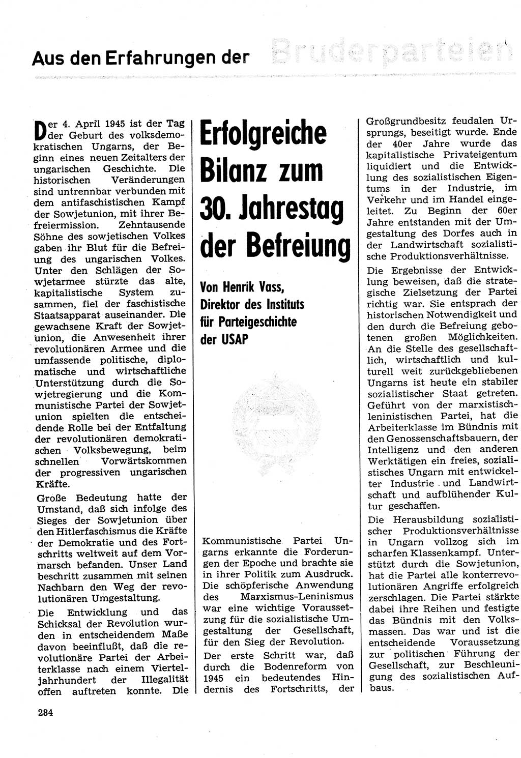 Neuer Weg (NW), Organ des Zentralkomitees (ZK) der SED (Sozialistische Einheitspartei Deutschlands) für Fragen des Parteilebens, 30. Jahrgang [Deutsche Demokratische Republik (DDR)] 1975, Seite 284 (NW ZK SED DDR 1975, S. 284)