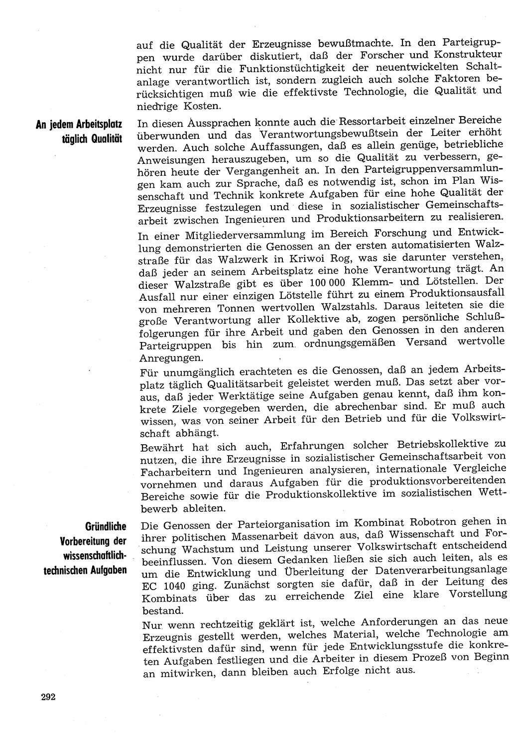 Neuer Weg (NW), Organ des Zentralkomitees (ZK) der SED (Sozialistische Einheitspartei Deutschlands) für Fragen des Parteilebens, 30. Jahrgang [Deutsche Demokratische Republik (DDR)] 1975, Seite 292 (NW ZK SED DDR 1975, S. 292)