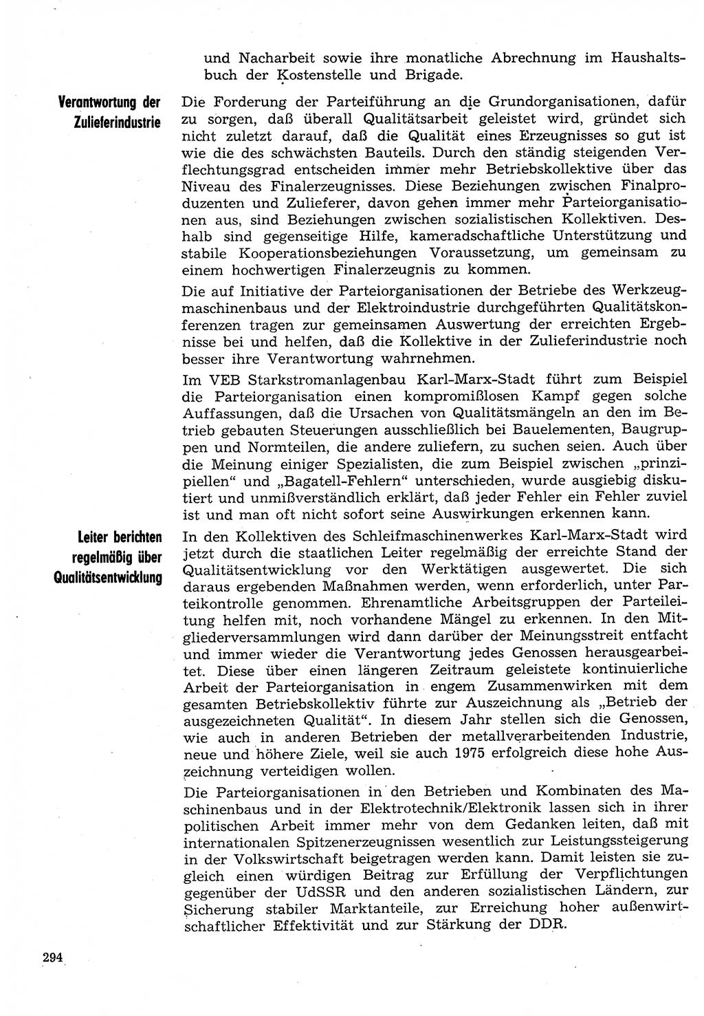 Neuer Weg (NW), Organ des Zentralkomitees (ZK) der SED (Sozialistische Einheitspartei Deutschlands) für Fragen des Parteilebens, 30. Jahrgang [Deutsche Demokratische Republik (DDR)] 1975, Seite 294 (NW ZK SED DDR 1975, S. 294)