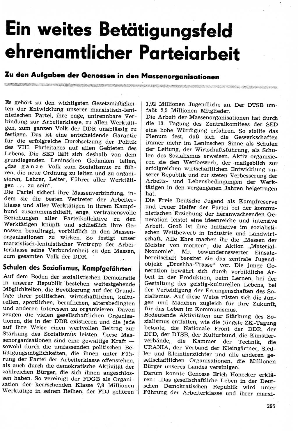 Neuer Weg (NW), Organ des Zentralkomitees (ZK) der SED (Sozialistische Einheitspartei Deutschlands) für Fragen des Parteilebens, 30. Jahrgang [Deutsche Demokratische Republik (DDR)] 1975, Seite 295 (NW ZK SED DDR 1975, S. 295)