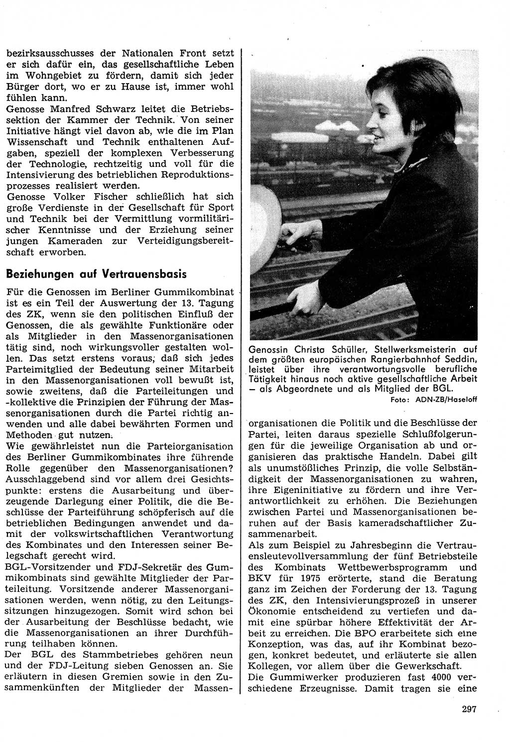 Neuer Weg (NW), Organ des Zentralkomitees (ZK) der SED (Sozialistische Einheitspartei Deutschlands) für Fragen des Parteilebens, 30. Jahrgang [Deutsche Demokratische Republik (DDR)] 1975, Seite 297 (NW ZK SED DDR 1975, S. 297)