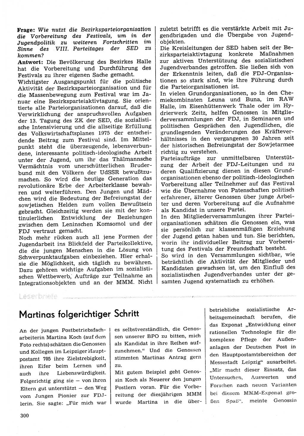 Neuer Weg (NW), Organ des Zentralkomitees (ZK) der SED (Sozialistische Einheitspartei Deutschlands) für Fragen des Parteilebens, 30. Jahrgang [Deutsche Demokratische Republik (DDR)] 1975, Seite 300 (NW ZK SED DDR 1975, S. 300)