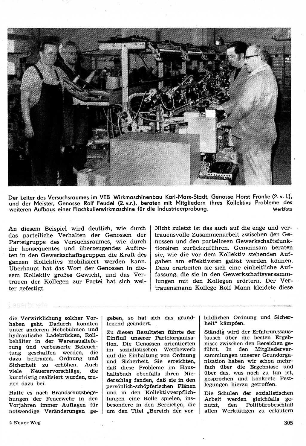 Neuer Weg (NW), Organ des Zentralkomitees (ZK) der SED (Sozialistische Einheitspartei Deutschlands) für Fragen des Parteilebens, 30. Jahrgang [Deutsche Demokratische Republik (DDR)] 1975, Seite 305 (NW ZK SED DDR 1975, S. 305)
