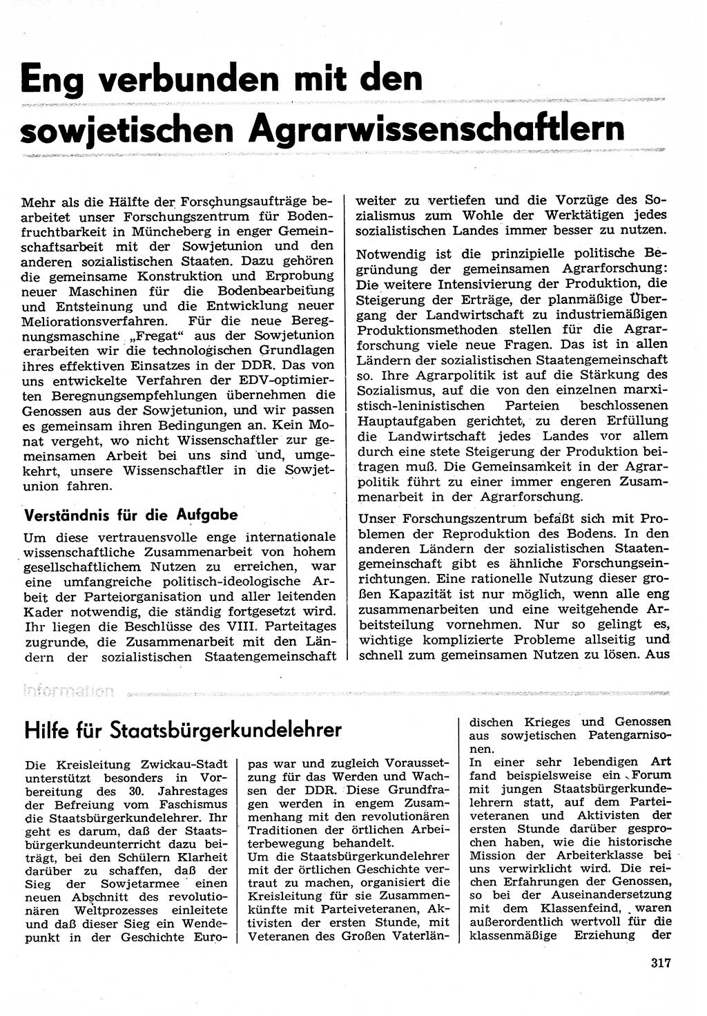 Neuer Weg (NW), Organ des Zentralkomitees (ZK) der SED (Sozialistische Einheitspartei Deutschlands) für Fragen des Parteilebens, 30. Jahrgang [Deutsche Demokratische Republik (DDR)] 1975, Seite 317 (NW ZK SED DDR 1975, S. 317)