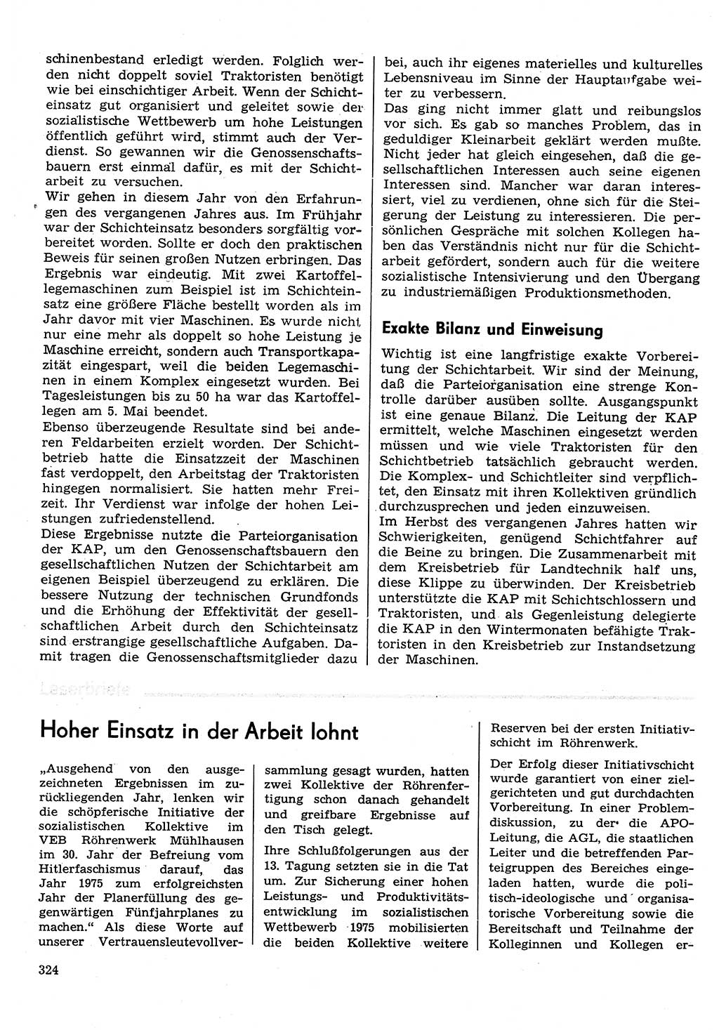 Neuer Weg (NW), Organ des Zentralkomitees (ZK) der SED (Sozialistische Einheitspartei Deutschlands) für Fragen des Parteilebens, 30. Jahrgang [Deutsche Demokratische Republik (DDR)] 1975, Seite 324 (NW ZK SED DDR 1975, S. 324)