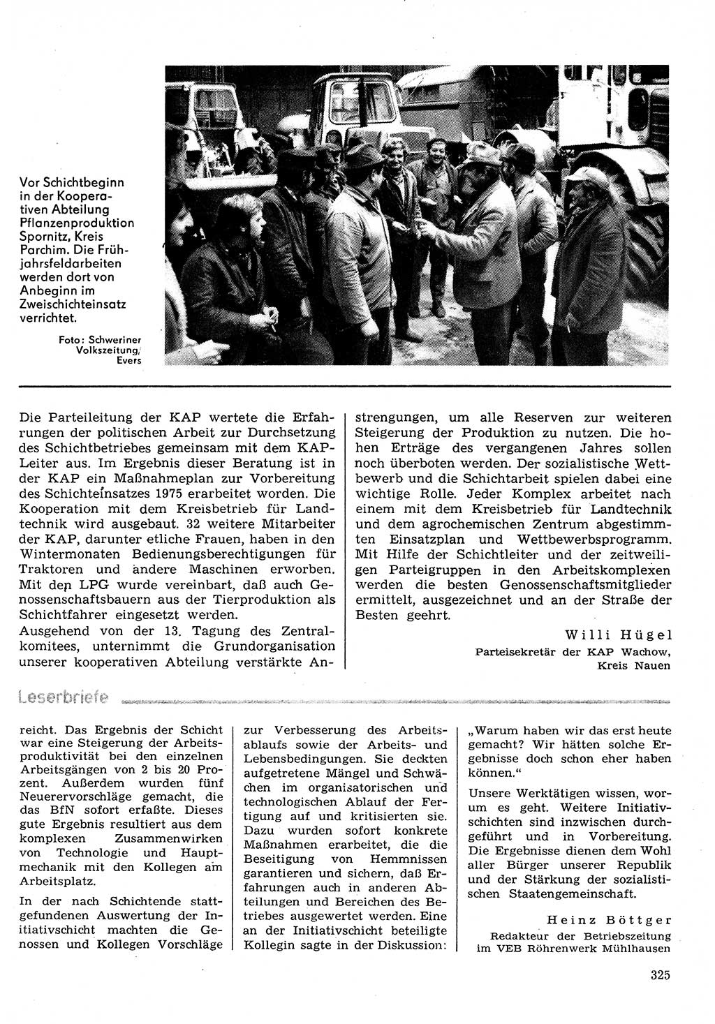 Neuer Weg (NW), Organ des Zentralkomitees (ZK) der SED (Sozialistische Einheitspartei Deutschlands) für Fragen des Parteilebens, 30. Jahrgang [Deutsche Demokratische Republik (DDR)] 1975, Seite 325 (NW ZK SED DDR 1975, S. 325)