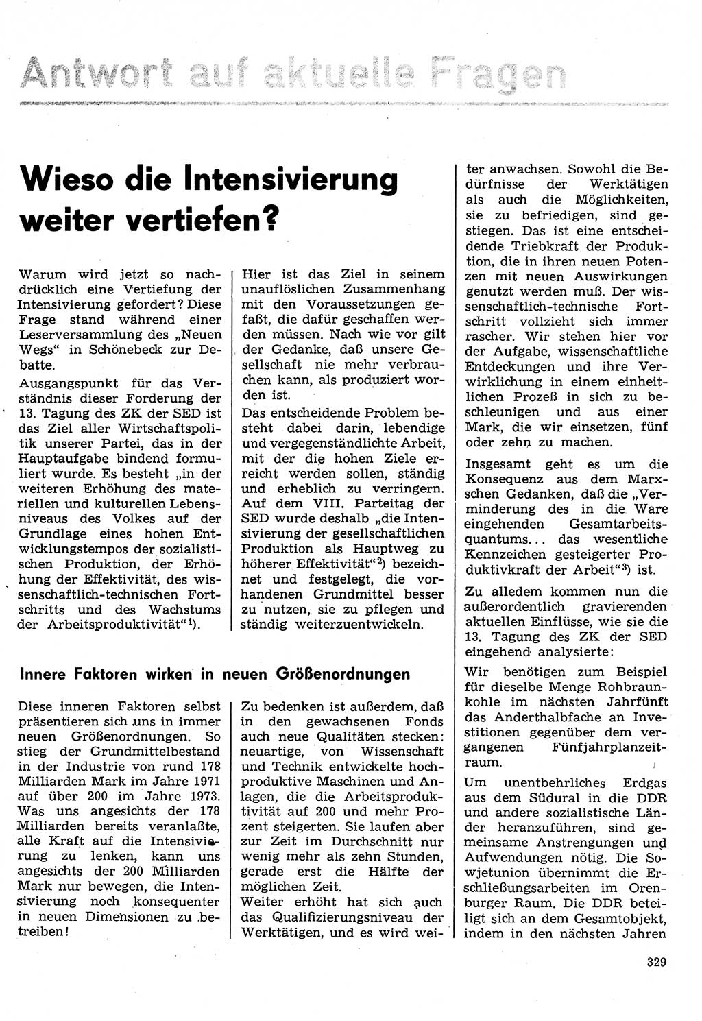 Neuer Weg (NW), Organ des Zentralkomitees (ZK) der SED (Sozialistische Einheitspartei Deutschlands) für Fragen des Parteilebens, 30. Jahrgang [Deutsche Demokratische Republik (DDR)] 1975, Seite 329 (NW ZK SED DDR 1975, S. 329)