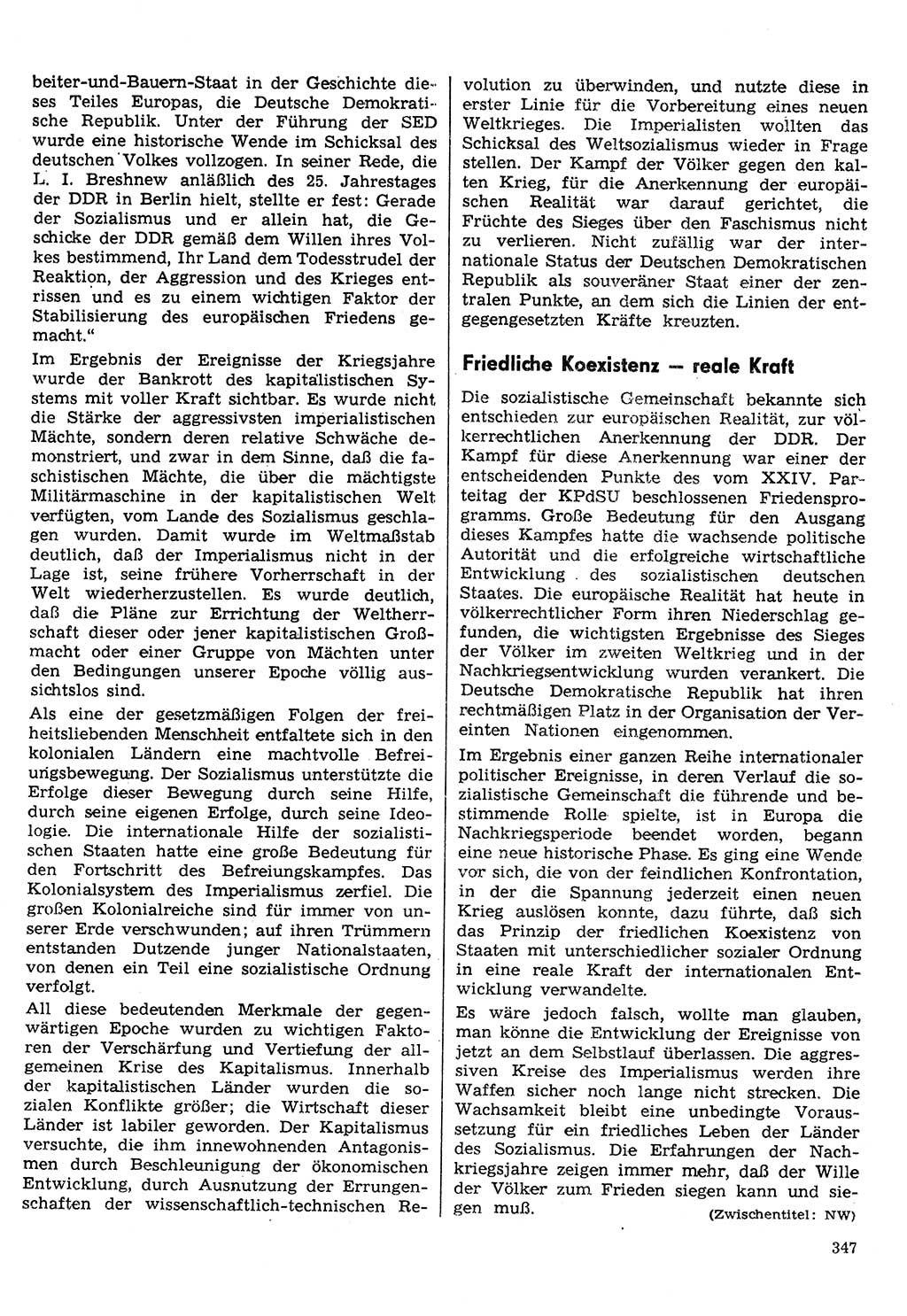 Neuer Weg (NW), Organ des Zentralkomitees (ZK) der SED (Sozialistische Einheitspartei Deutschlands) für Fragen des Parteilebens, 30. Jahrgang [Deutsche Demokratische Republik (DDR)] 1975, Seite 347 (NW ZK SED DDR 1975, S. 347)