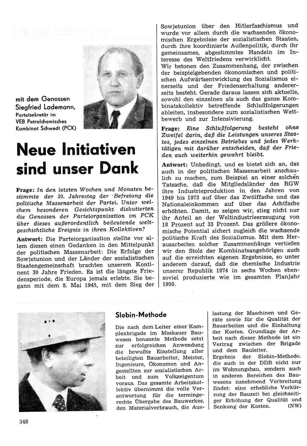 Neuer Weg (NW), Organ des Zentralkomitees (ZK) der SED (Sozialistische Einheitspartei Deutschlands) für Fragen des Parteilebens, 30. Jahrgang [Deutsche Demokratische Republik (DDR)] 1975, Seite 348 (NW ZK SED DDR 1975, S. 348)