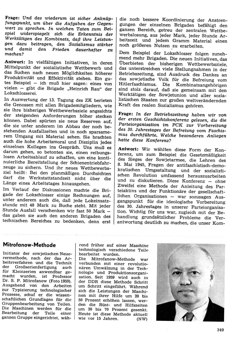 Neuer Weg (NW), Organ des Zentralkomitees (ZK) der SED (Sozialistische Einheitspartei Deutschlands) für Fragen des Parteilebens, 30. Jahrgang [Deutsche Demokratische Republik (DDR)] 1975, Seite 349 (NW ZK SED DDR 1975, S. 349)