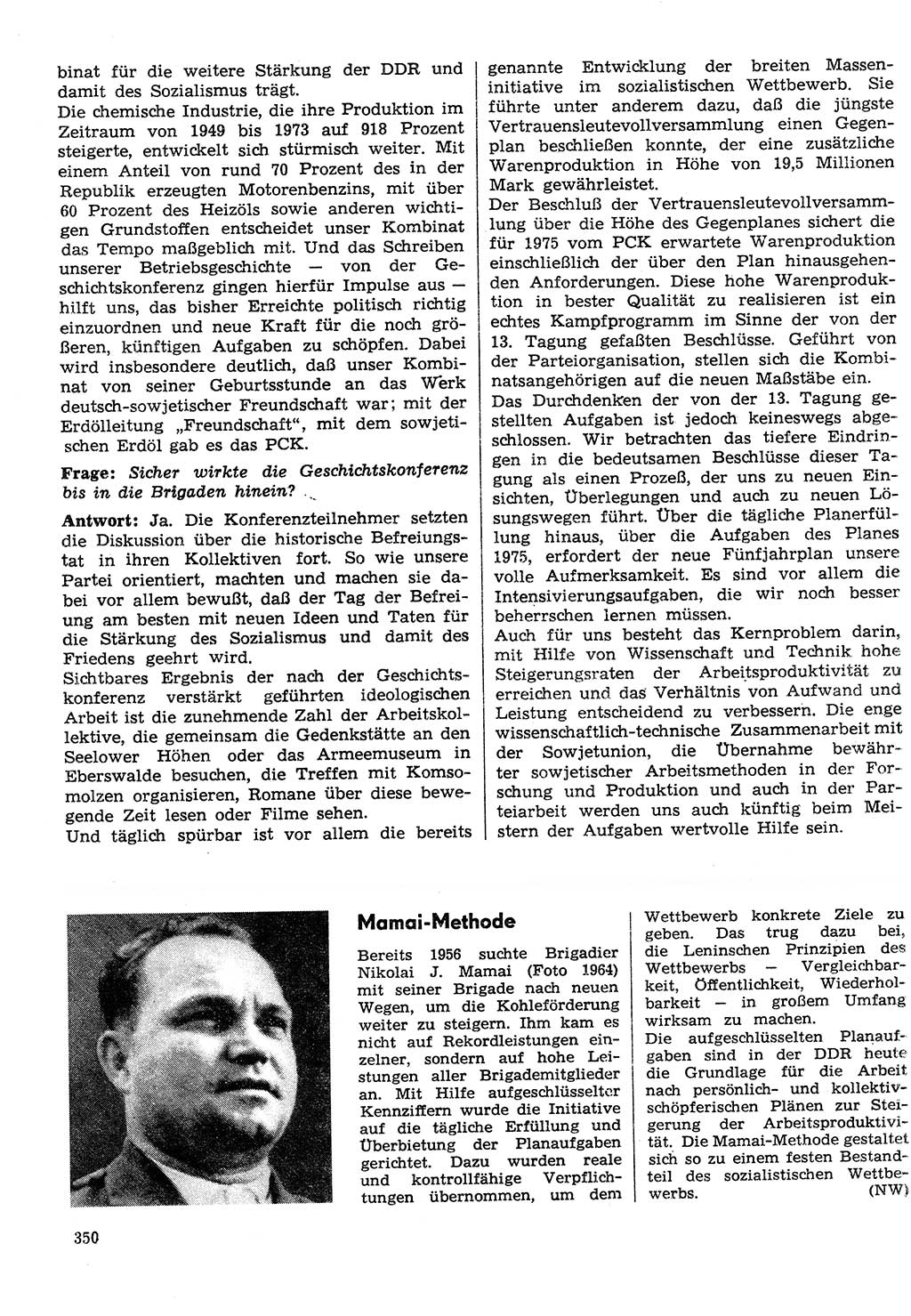 Neuer Weg (NW), Organ des Zentralkomitees (ZK) der SED (Sozialistische Einheitspartei Deutschlands) für Fragen des Parteilebens, 30. Jahrgang [Deutsche Demokratische Republik (DDR)] 1975, Seite 350 (NW ZK SED DDR 1975, S. 350)