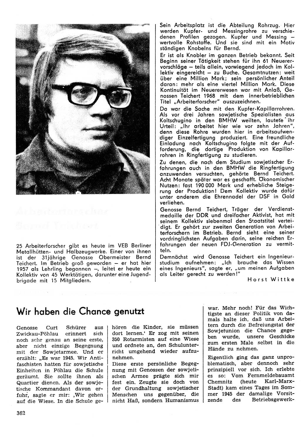 Neuer Weg (NW), Organ des Zentralkomitees (ZK) der SED (Sozialistische Einheitspartei Deutschlands) für Fragen des Parteilebens, 30. Jahrgang [Deutsche Demokratische Republik (DDR)] 1975, Seite 362 (NW ZK SED DDR 1975, S. 362)